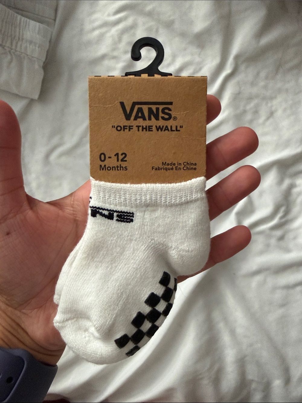 Vans White Baby Low-Cut Socks with Black Checker Detail